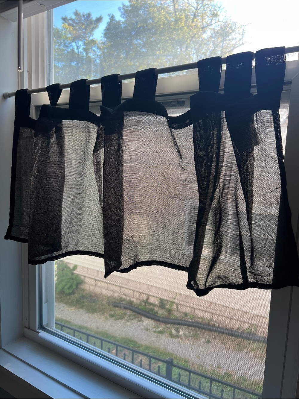 Mainstays Black Sheer Tab-Top Café Curtain Valance (set of 2)